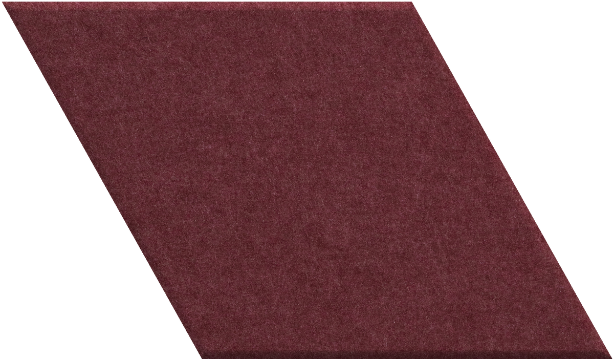 Burgundy diamond-shaped tile with matte finish and subtle texture.