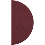 A semi-circular area rug in a deep burgundy color, shown against a plain white background.