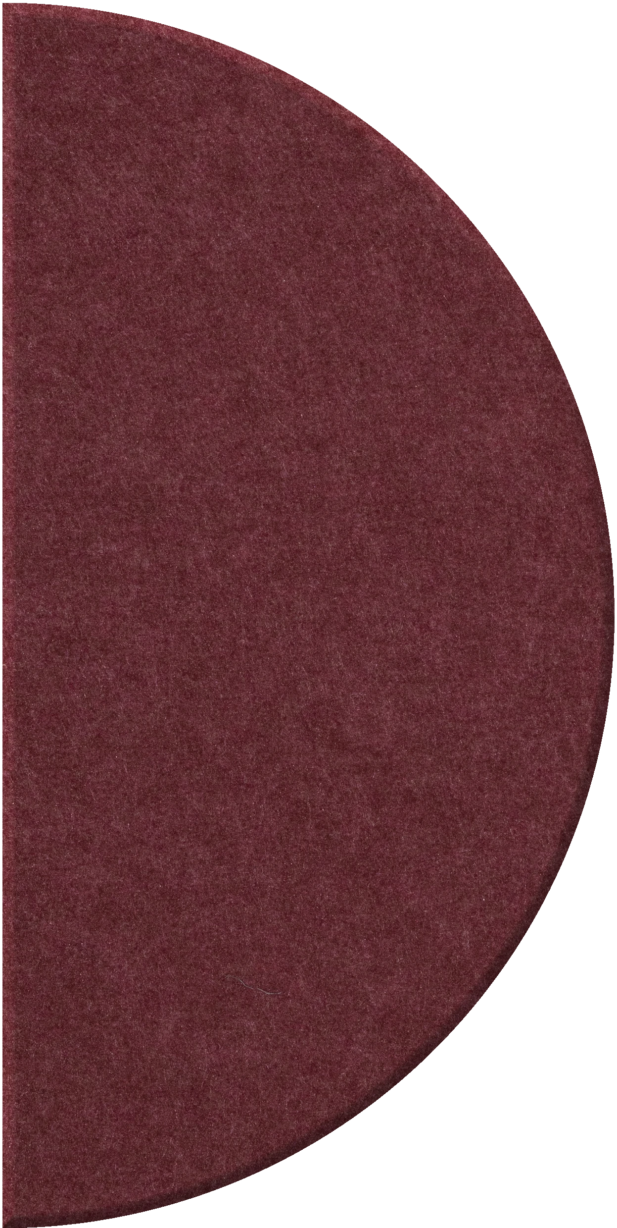 Burgundy half-circle tile with textured matte finish.