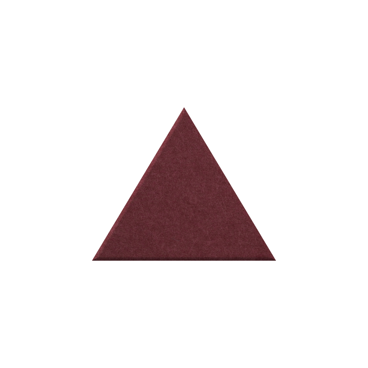 A solid dark burgundy red triangle centered on a plain white background.