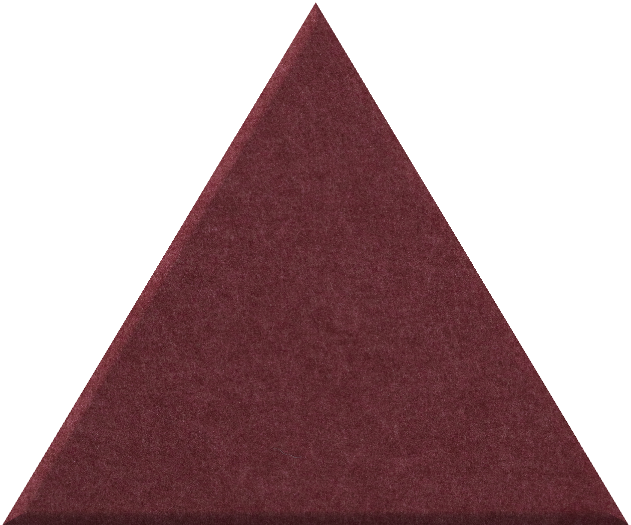 Burgundy triangle tile with textured surface.