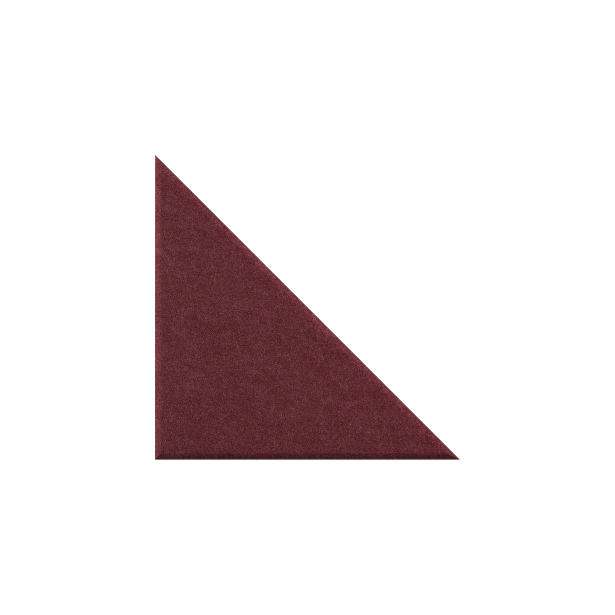 A single dark burgundy or maroon textured triangle shape centered on a plain white background.