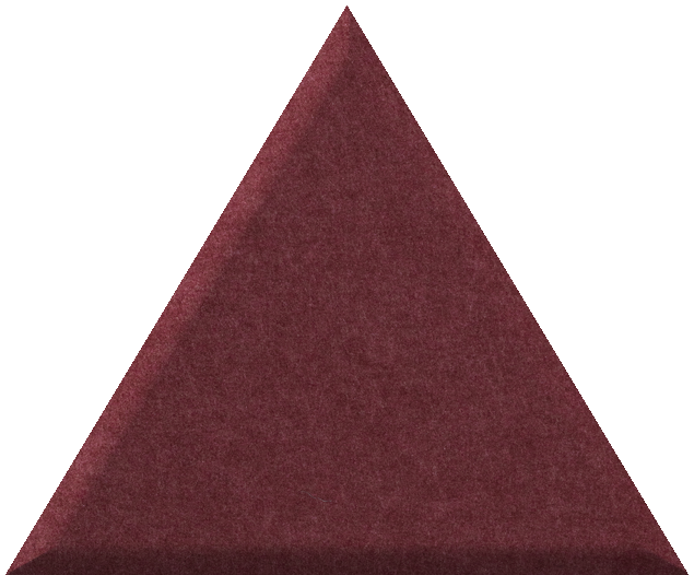Burgundy triangle tile with textured matte surface.