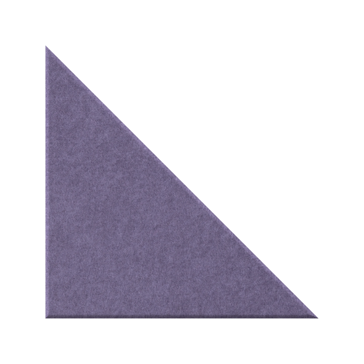 A purple triangular fabric or felt sample shown on a plain white background.