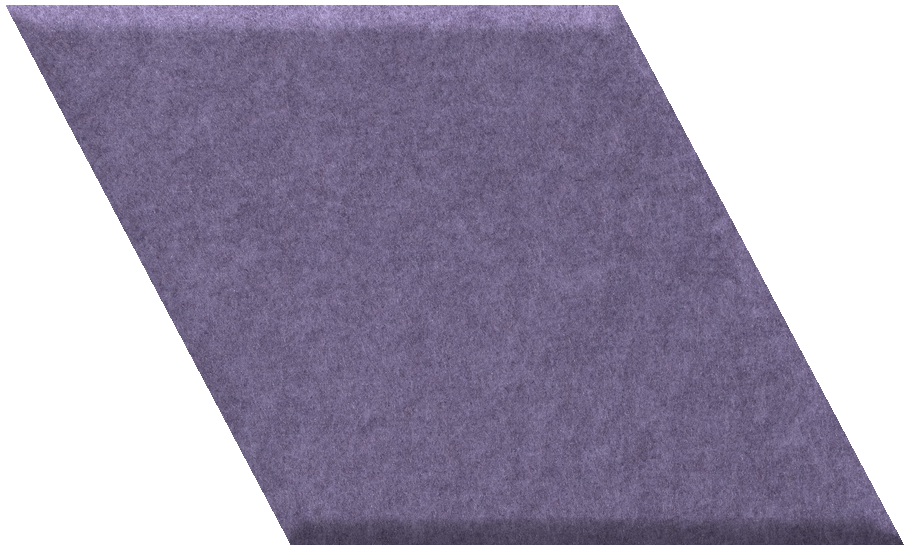 Purple diamond-shaped tile with matte finish, angled view showing depth and texture.