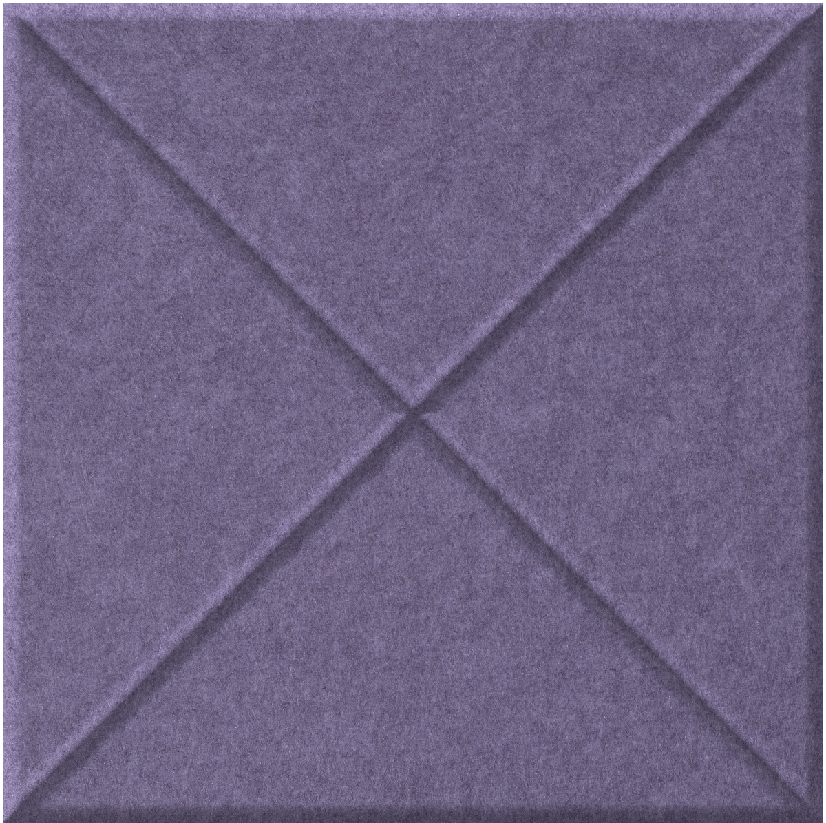Purple tile with embossed cross pattern dividing surface into four triangular sections.