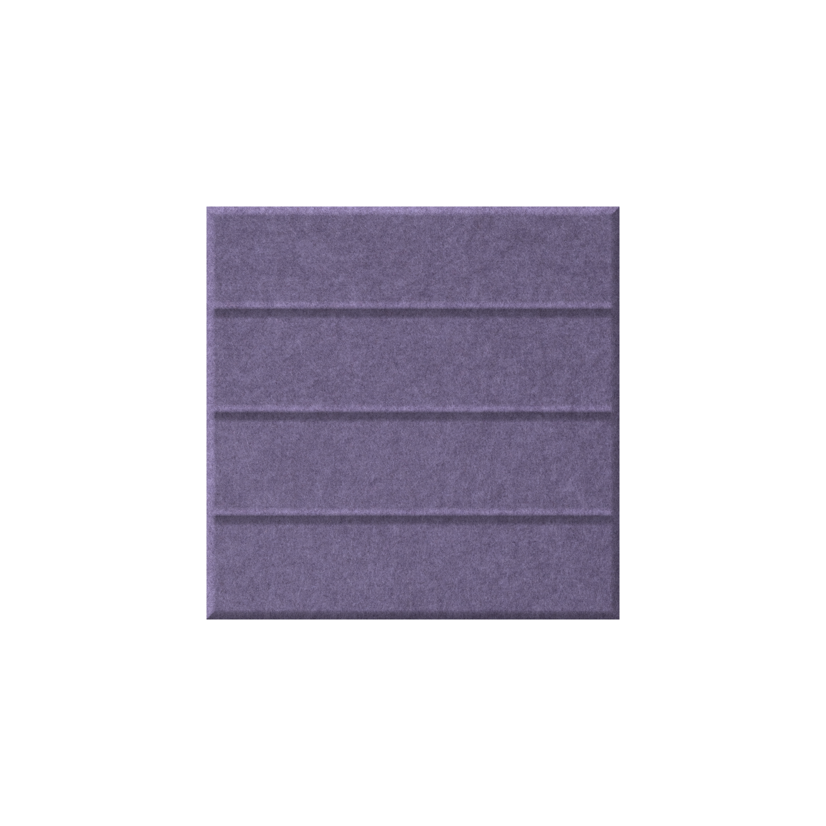 A square purple textured tile or panel with horizontal grooved lines, centered on a plain white background.