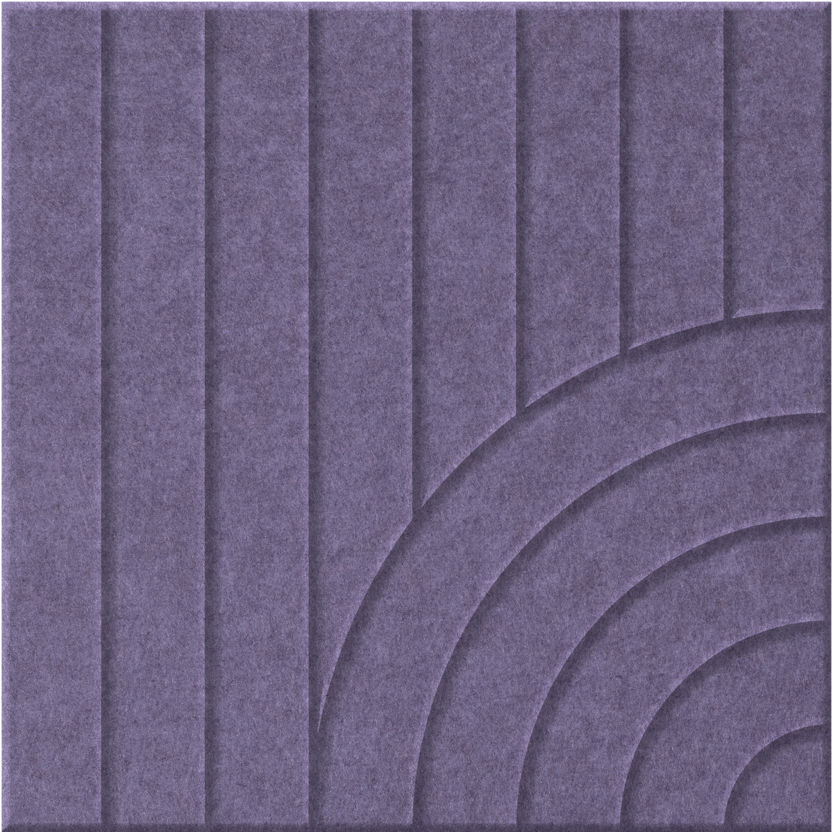 Wisteria 9mm Engraved Tangent felt sample with concentric quarter circle grooves