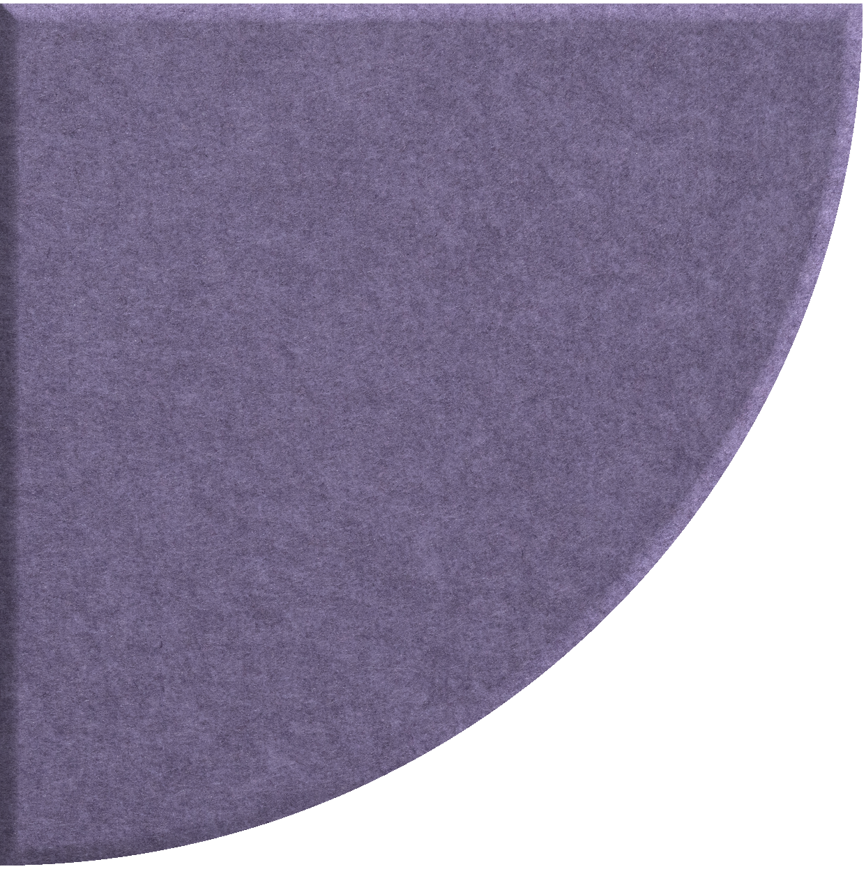 Purple quarter circle tile with matte textured finish on white background.