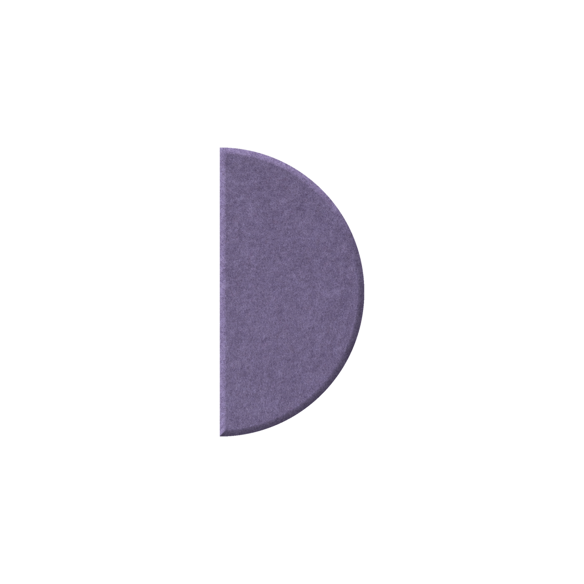 A single textured, semi-circular makeup pan in a muted lavender-purple shade, positioned vertically on a solid white background.