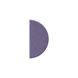 A single textured, semi-circular makeup pan in a muted lavender-purple shade, positioned vertically on a solid white background.