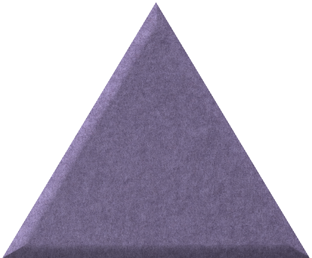 Purple triangle tile with textured matte surface and shadowing along the bottom edge.