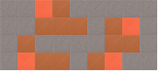 Rectangular tile pattern with gray squares and orange-brown tiles arranged in geometric design.