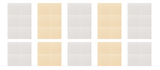 Architectural design layout showing alternating gray and beige rectangular sections arranged in two rows of five panels.