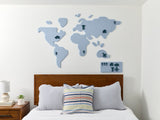 Powder Blue Kid's World Map Wall Art