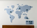 Powder Blue Kid's World Map Wall Art