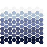 Blue hexagonal tiles arranged in gradient pattern from light gray at top to dark navy at bottom with white spacing between ti