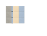 Grid pattern with nine squares in gray, blue, and cream colors separated by thin dividing lines.