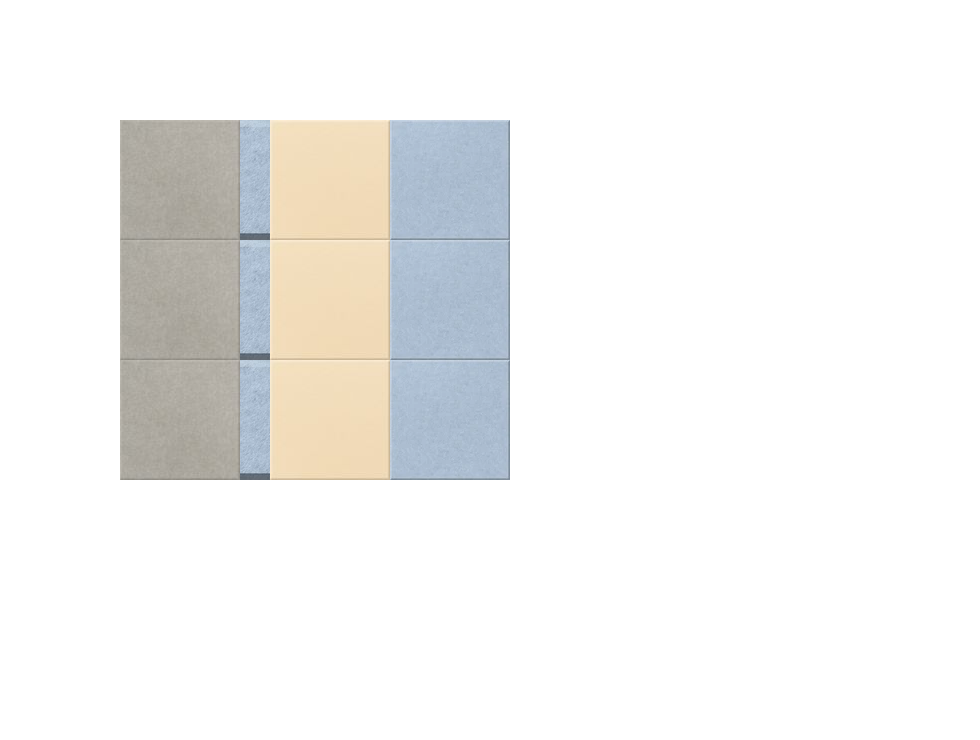 Grid pattern with nine squares in gray, blue, and cream colors separated by thin dividing lines.