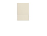 Cream-colored box with square top section and rectangular lower section with visible fold line.
