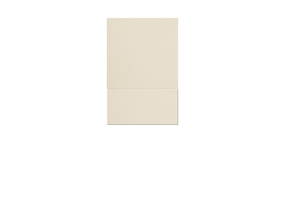 Cream-colored box with square top section and rectangular lower section with visible fold line.