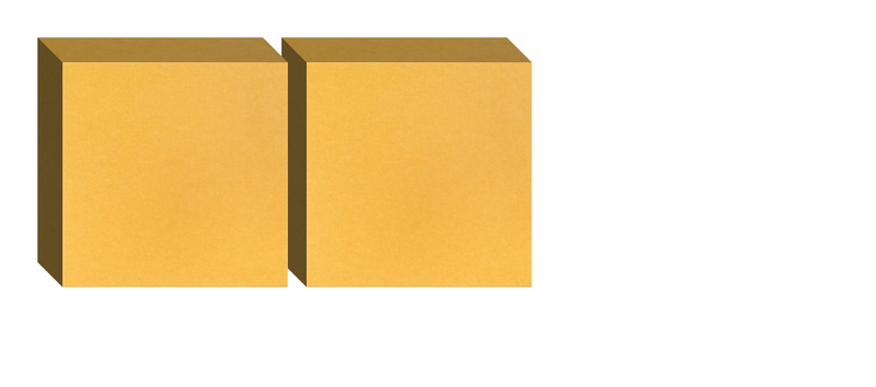 Two yellow rectangular 3D cubes with brown shaded edges on white background.