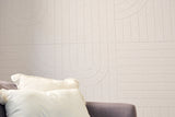 Acoustic Cream Colored Felt Engraved Panels Installed in Living Room.