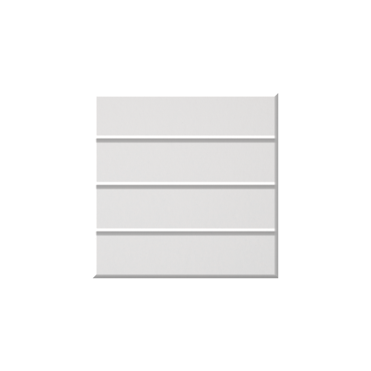 A square white textured panel with four horizontal recessed channels, shown on a plain white background.