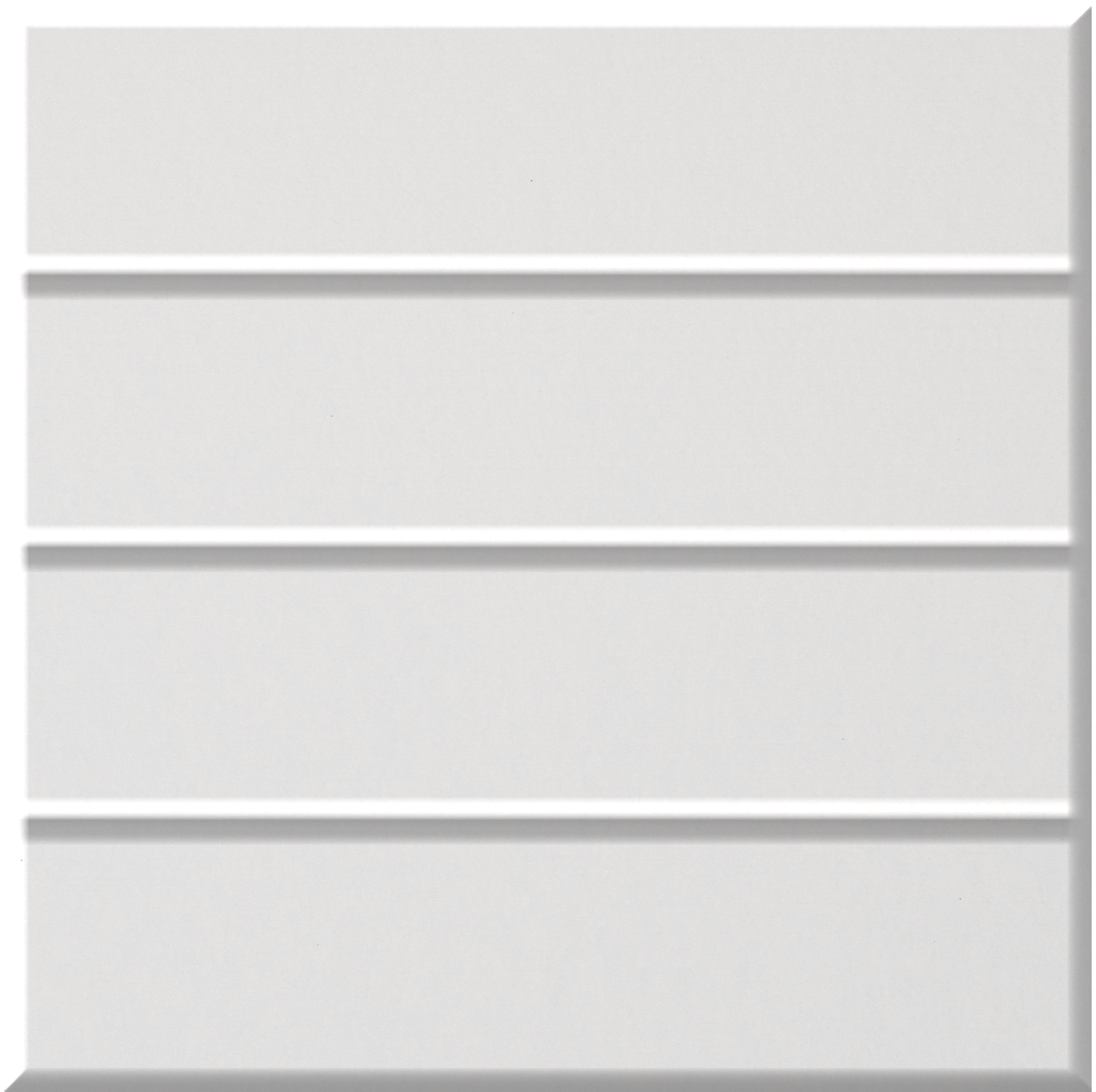 Light gray tile with four horizontal bands separated by darker gray grooves.
