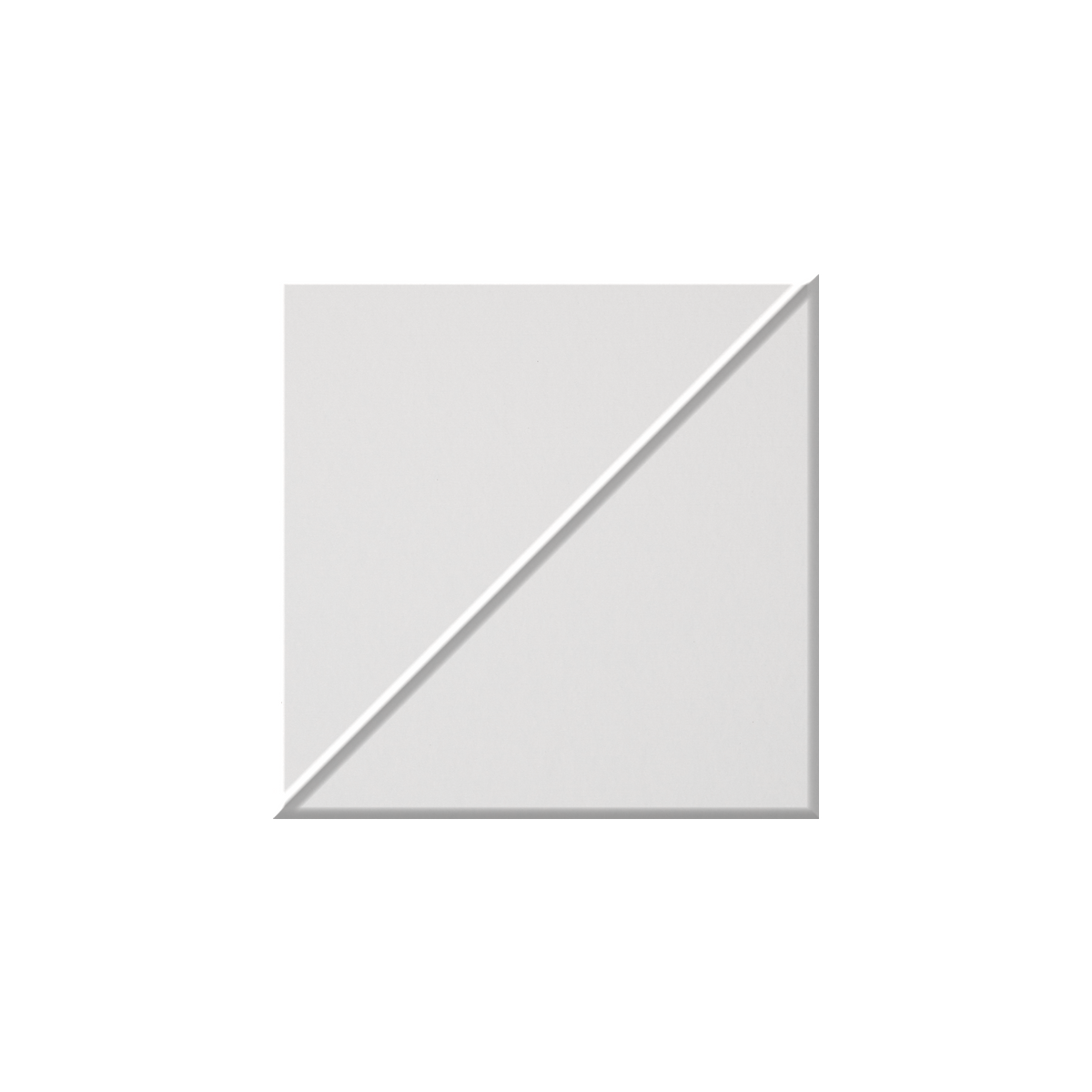 A square white tile with a diagonal line running from the bottom-left corner to the top-right corner, shown on a plain white background.