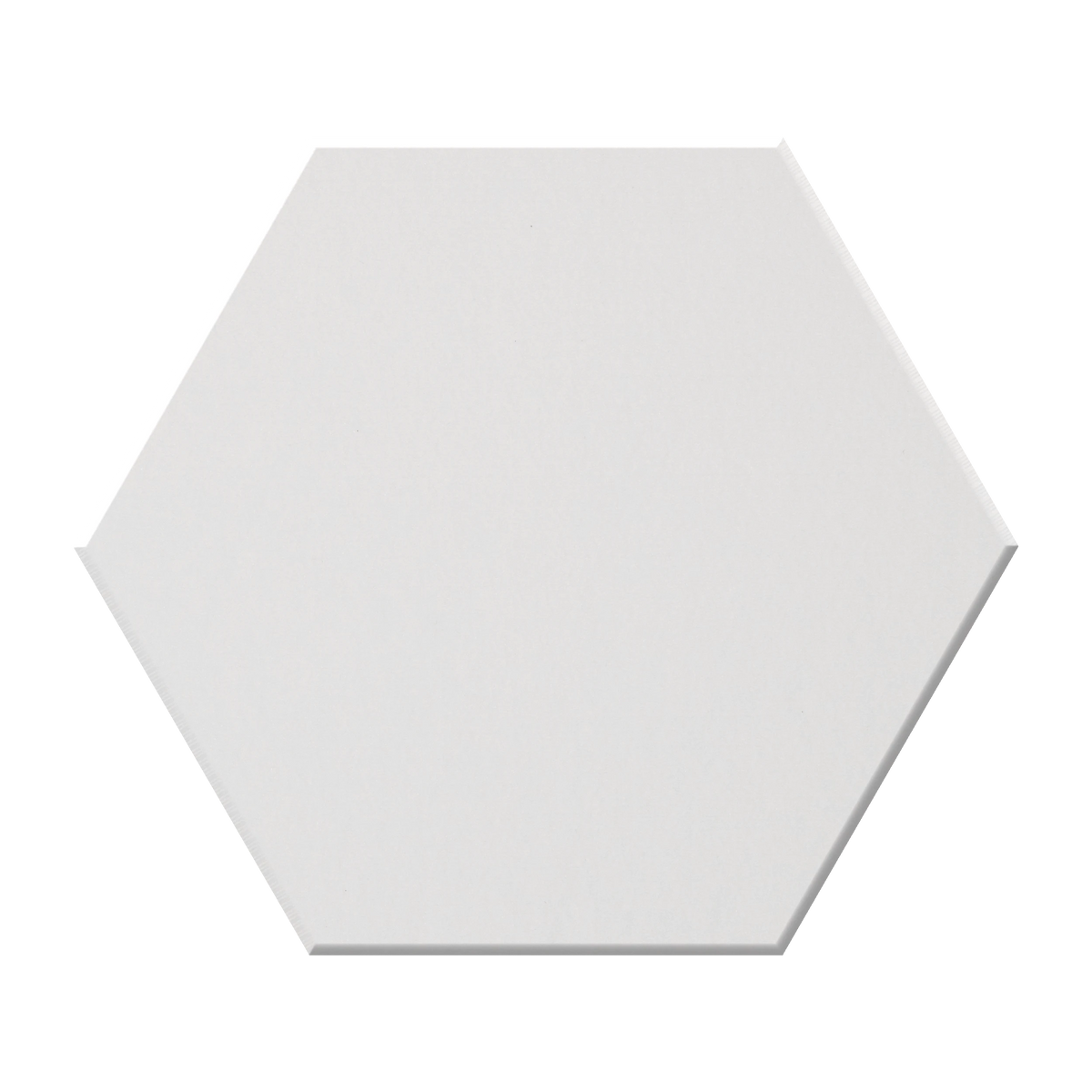 A single hexagonal tile with a matte, textured surface in a muted light blue-gray color, shown against a plain white background.