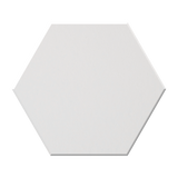 A single hexagonal tile with a matte, textured surface in a muted light blue-gray color, shown against a plain white background.
