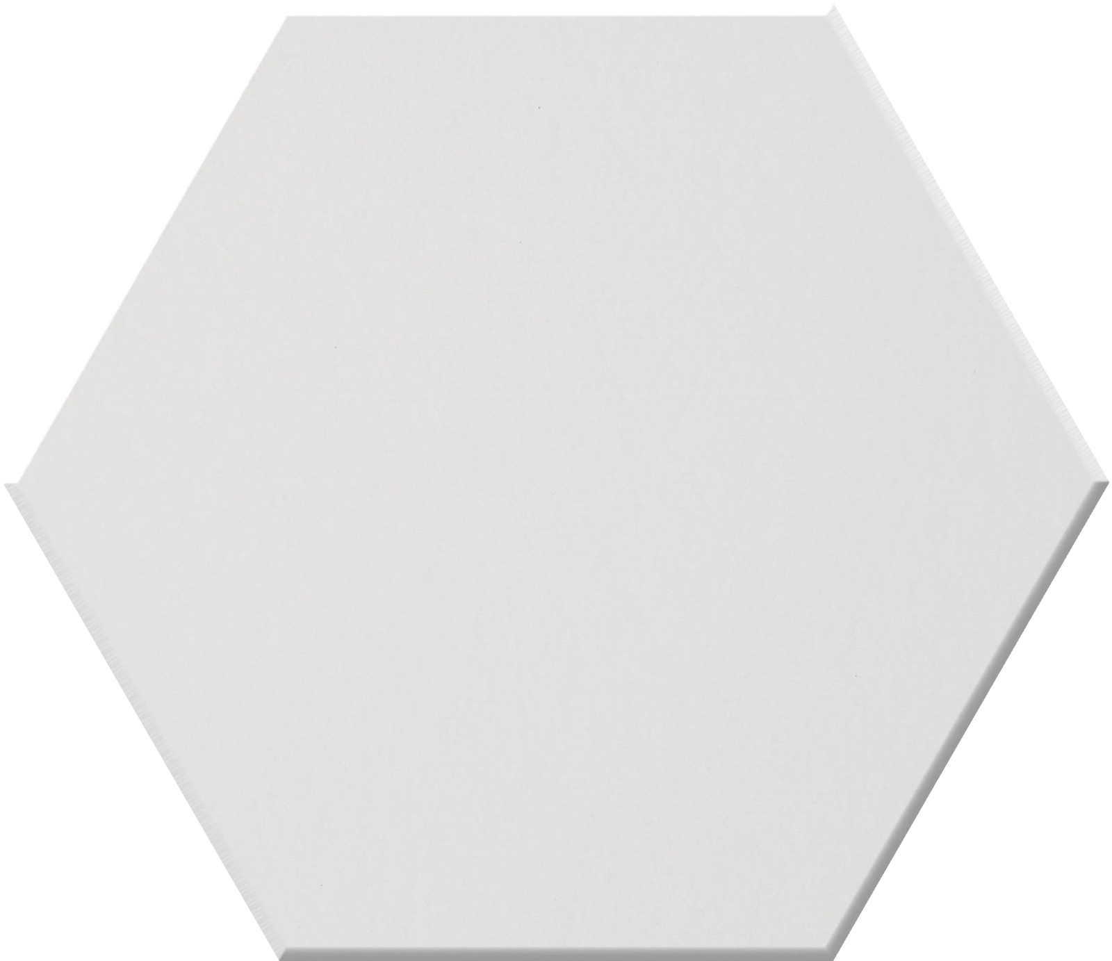 Light gray hexagonal tile with beveled edges on white background.