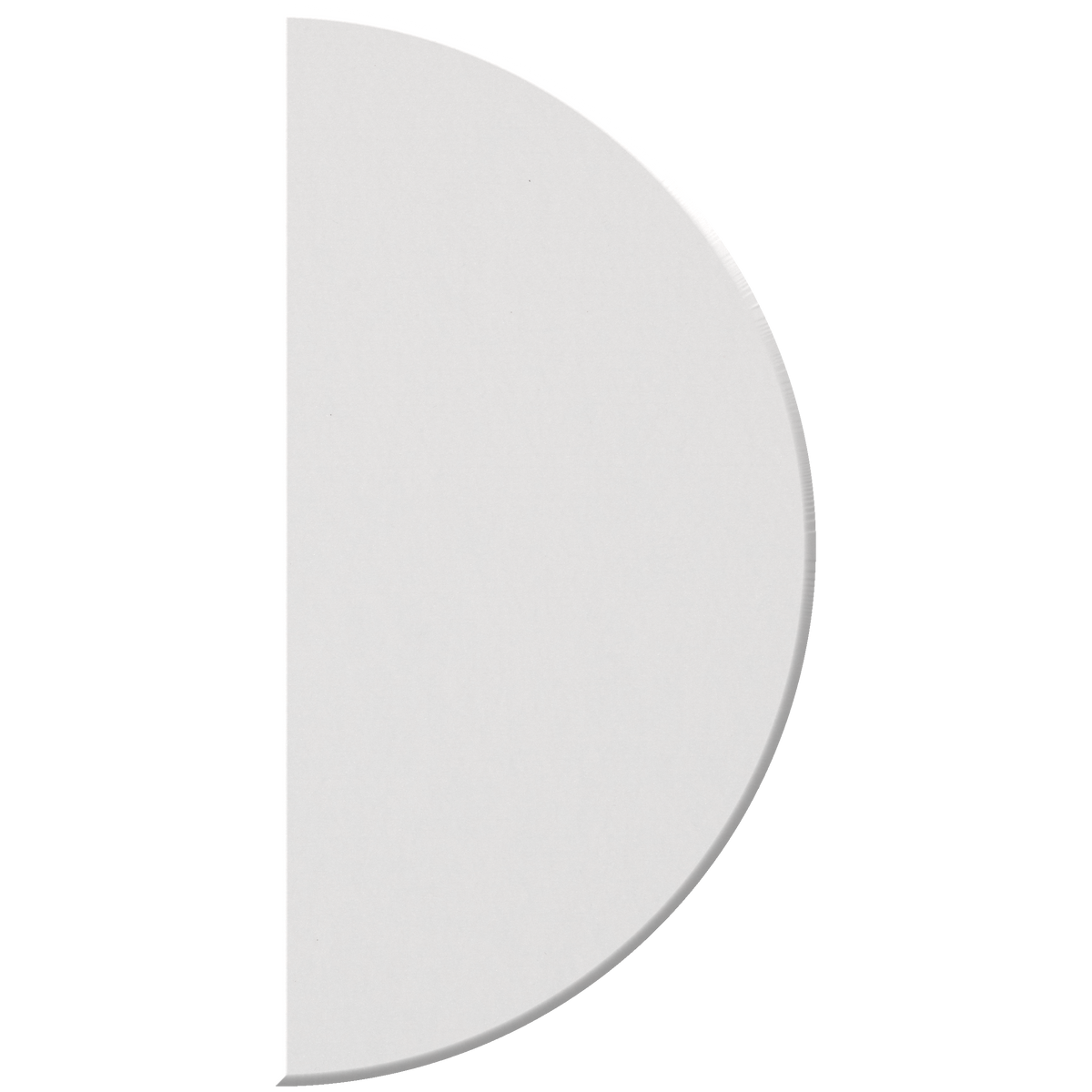 A white semi-circular or D-shaped panel, likely a tile, trim, or decorative piece, shown against a plain white background.