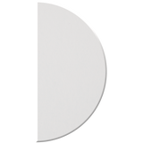 A white semi-circular or D-shaped panel, likely a tile, trim, or decorative piece, shown against a plain white background.