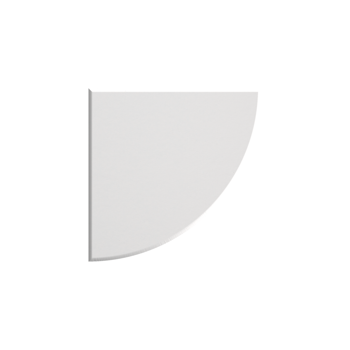 A minimalist, modern wall-mounted light fixture in a solid white finish, shaped like a quarter circle or rounded square segment, shown against a plain white background.