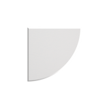 A minimalist, modern wall-mounted light fixture in a solid white finish, shaped like a quarter circle or rounded square segment, shown against a plain white background.