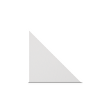 A minimalist white triangular wall art piece with a subtle gray shadow along the bottom edge, set against a solid white background.
