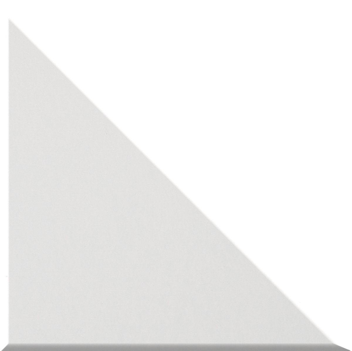 Light gray right-angled triangular tile with smooth surface and beveled edges.