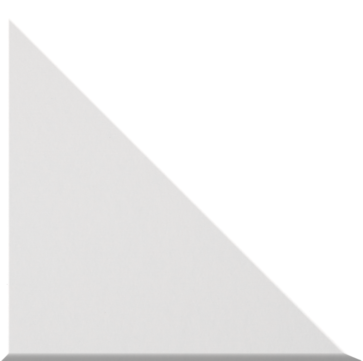 Light gray right-angled triangular tile with smooth surface and beveled edges.