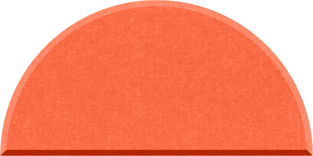 Small half circle felt tile in Aries