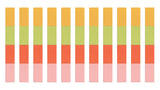 A Felt Right Wall Art design in shades of pink, orange, green, and yellow creating stripe pattern along a wall.