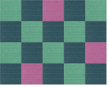 Geometric grid pattern with alternating mint green, teal, and mauve squares arranged in horizontal rows.