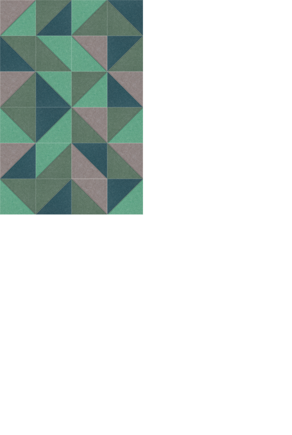 Geometric pattern with repeating diamond shapes in mint green, teal, gray, and dark blue tones.