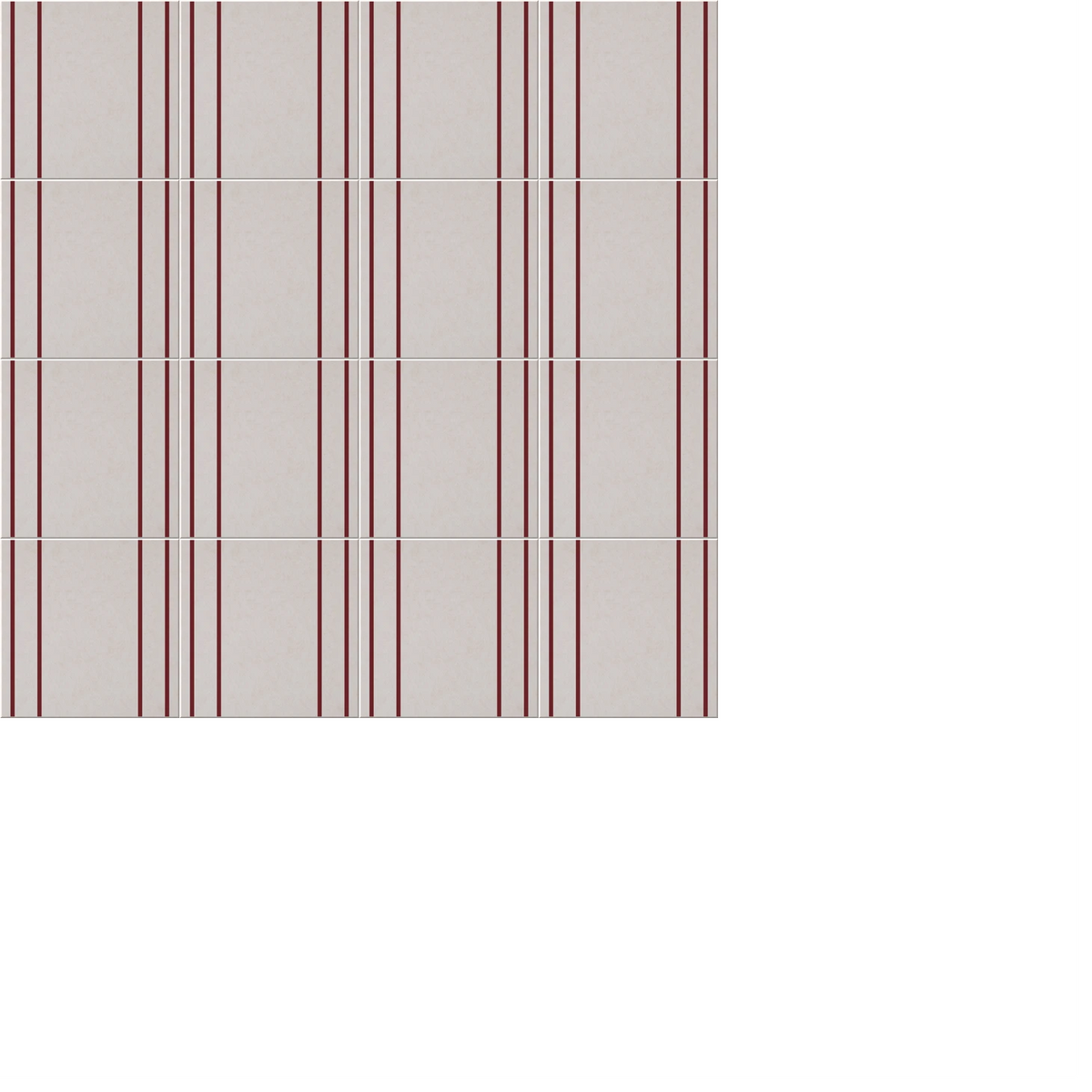 Beige background with evenly spaced red vertical pinstripes and horizontal grid lines.