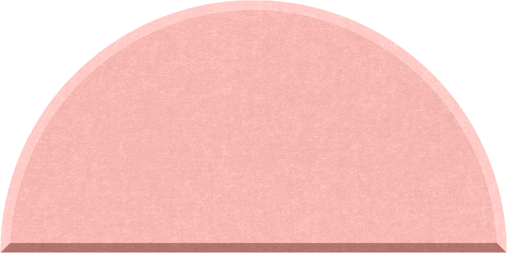 Small half circle felt tile in Coral