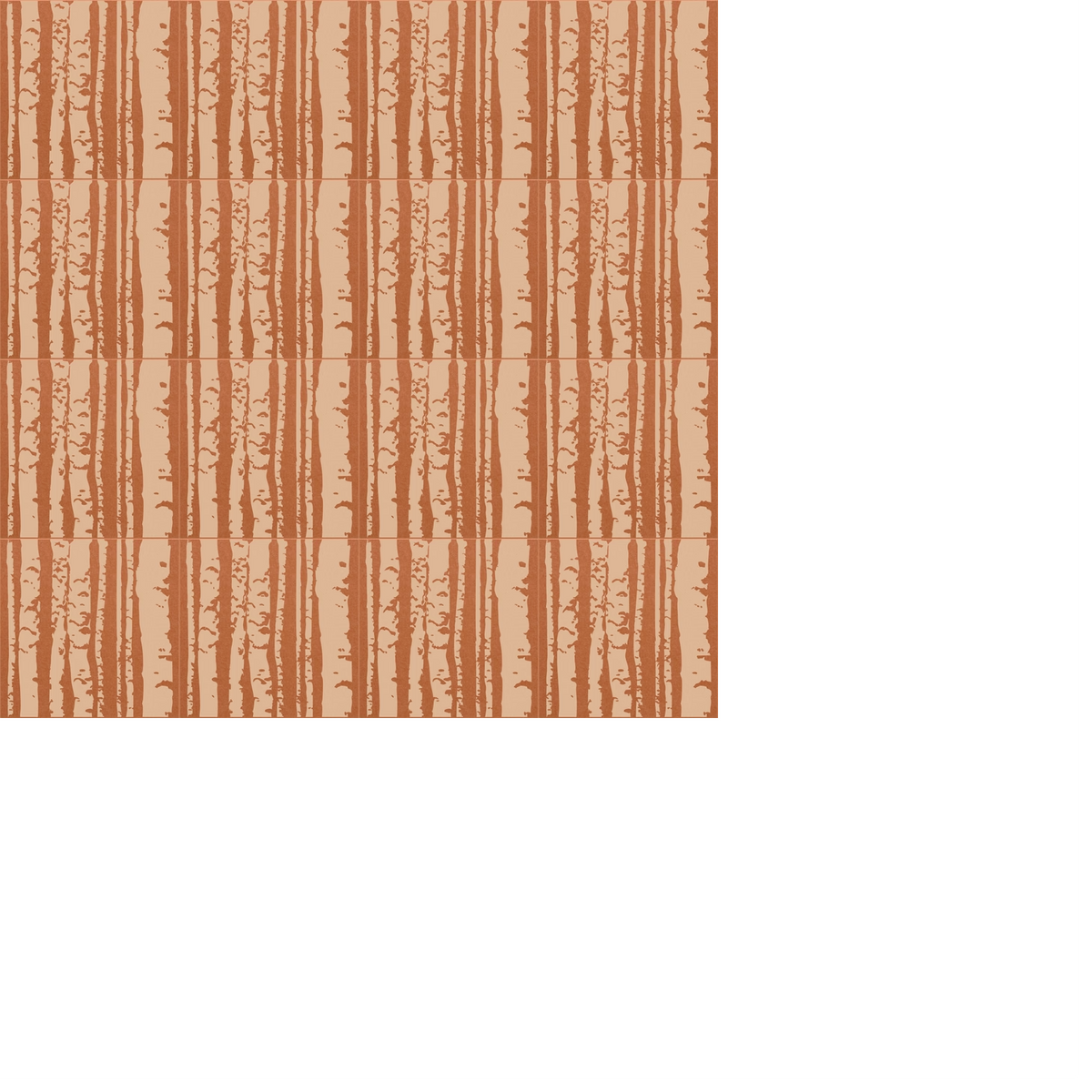 Cinnamon and cream colored wall design featuring vertical aspen tree trunks with branch markings.