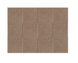 Taupe tile layout with rectangular blocks arranged in a geometric herringbone pattern.