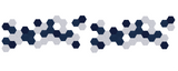 Blue and gray hexagonal tiles arranged in geometric pattern, 20 feet long.