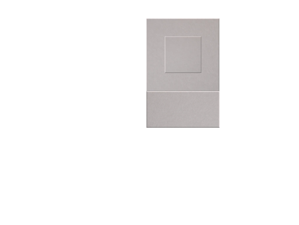 Gray folded mailer box with window cutout on top panel and large flap closure on bottom section.